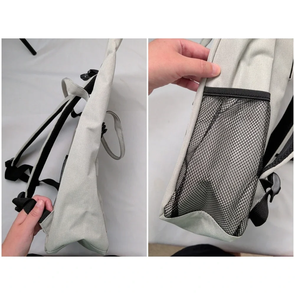 Gray Roll Top Backpack Travel Daily Utility